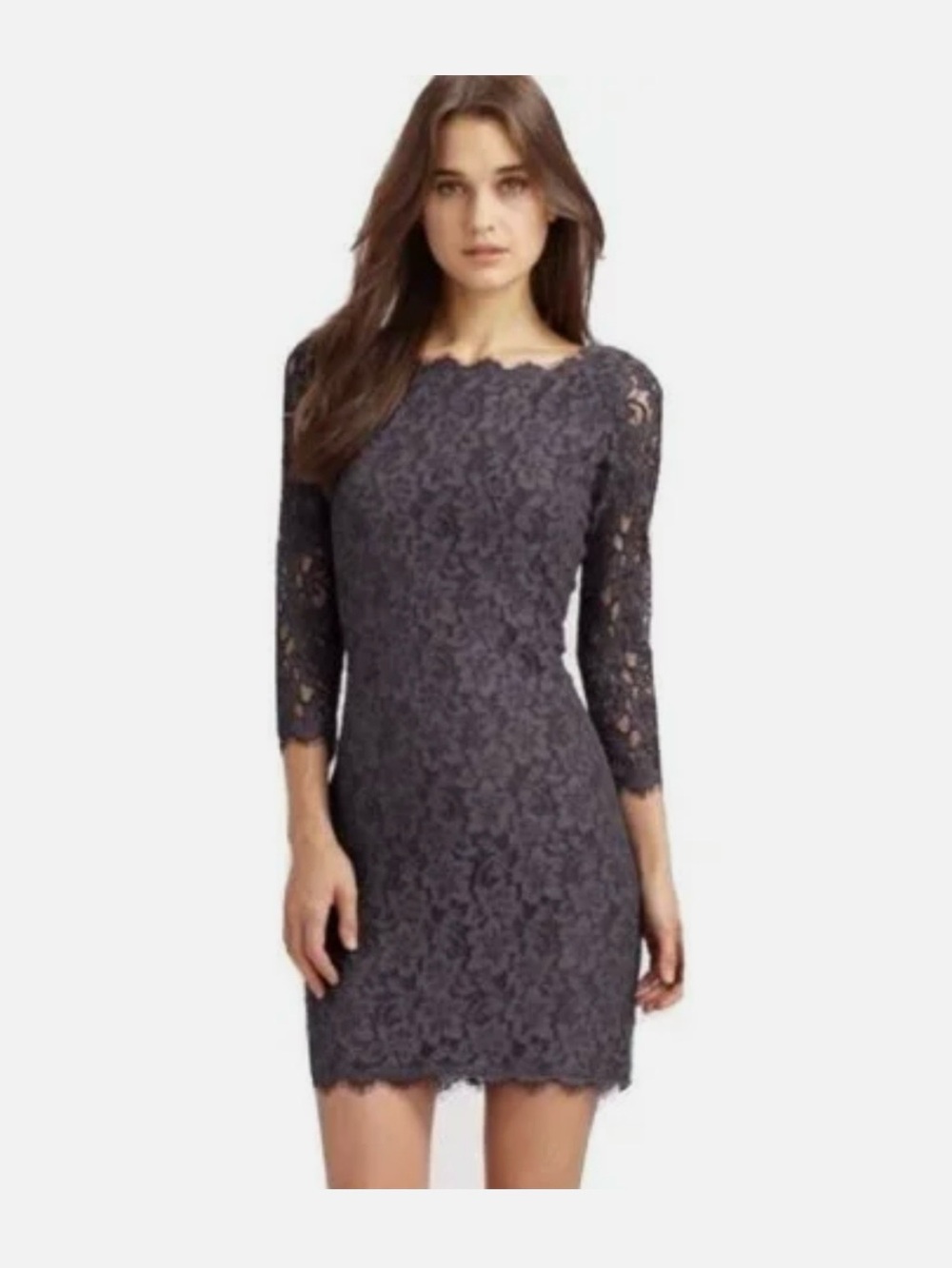 Diane Von Furstenberg Gray Zarita mini dress. Size 10.